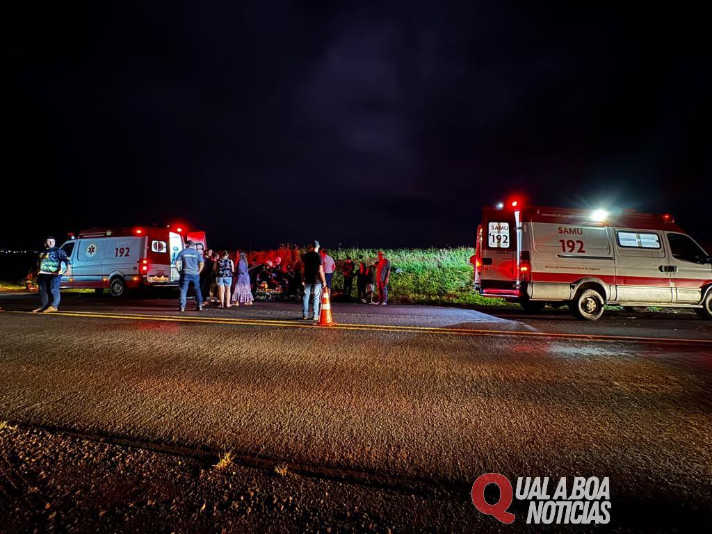 Grave acidente é registrado  na PR-182 em Maripá; Casal ferido na colisão entre Scania e Saveiro