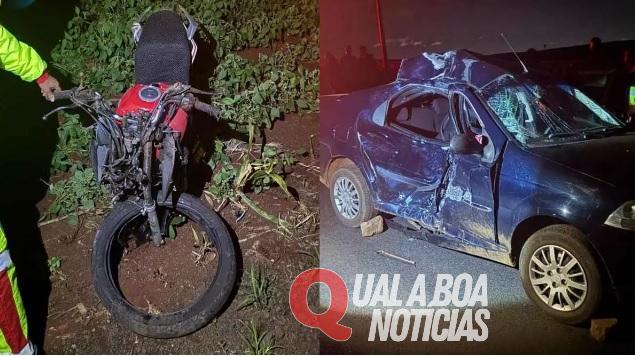 Jovem e mulher morrem na PR-090 em acidente entre carro e moto