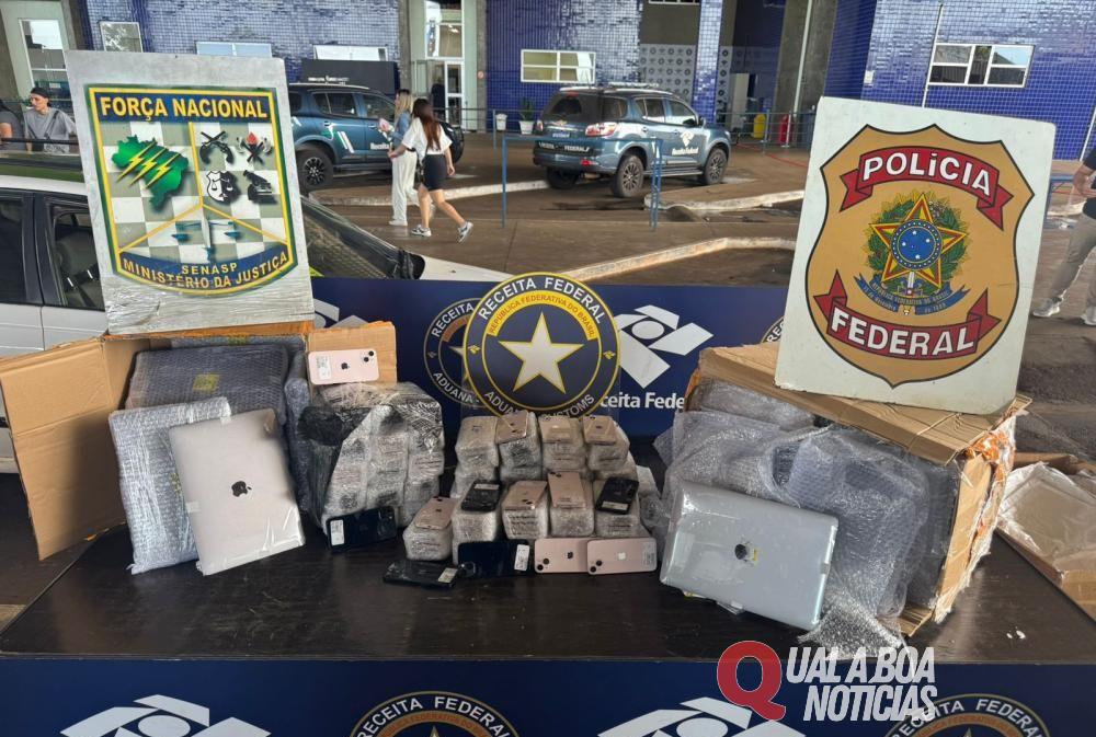 Polícia Federal, Receita Federal e Força Nacional apreende carga de alto valor comercial na Ponte da Amizade