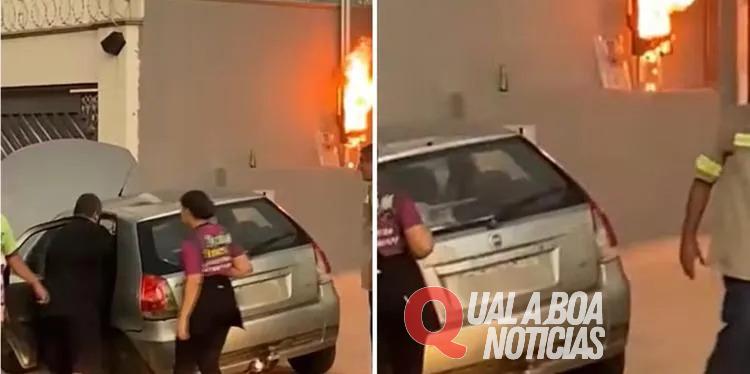 Tentativa de ‘chupeta’ em poste resulta em explosão e homem no chão