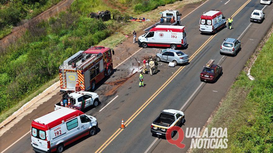 Três morrem e sete ficam feridos em grave acidente na BR-277, em Guarapuava