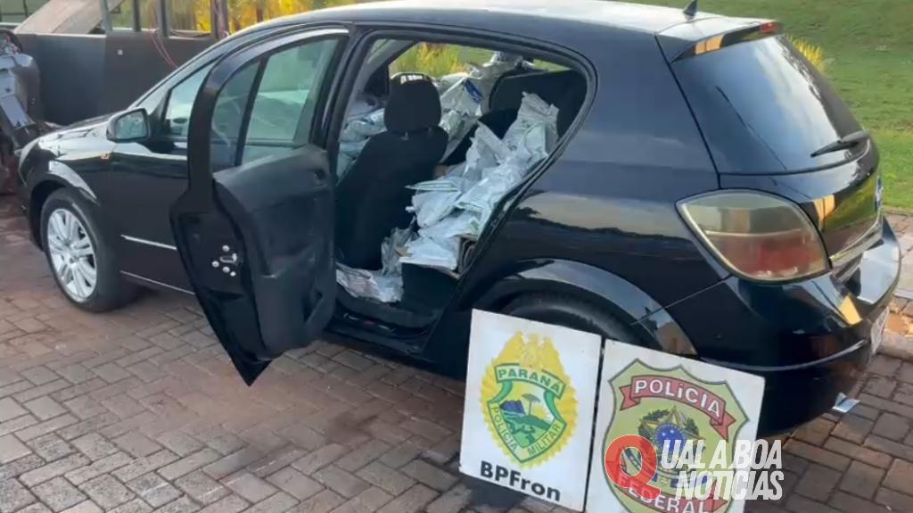 Após perseguição BR-163 condutor abandona carro com agrotóxicos contrabandeados, em Marechal