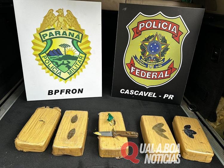 Na Região: Ação conjunta entre PF e BPRFRON resulta na apreensão de 5 Kg de crack