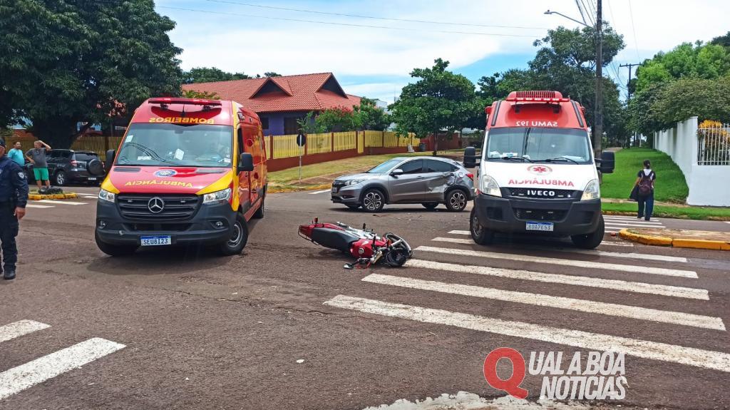 Vídeo registra colisão entre carro e moto, em Toledo