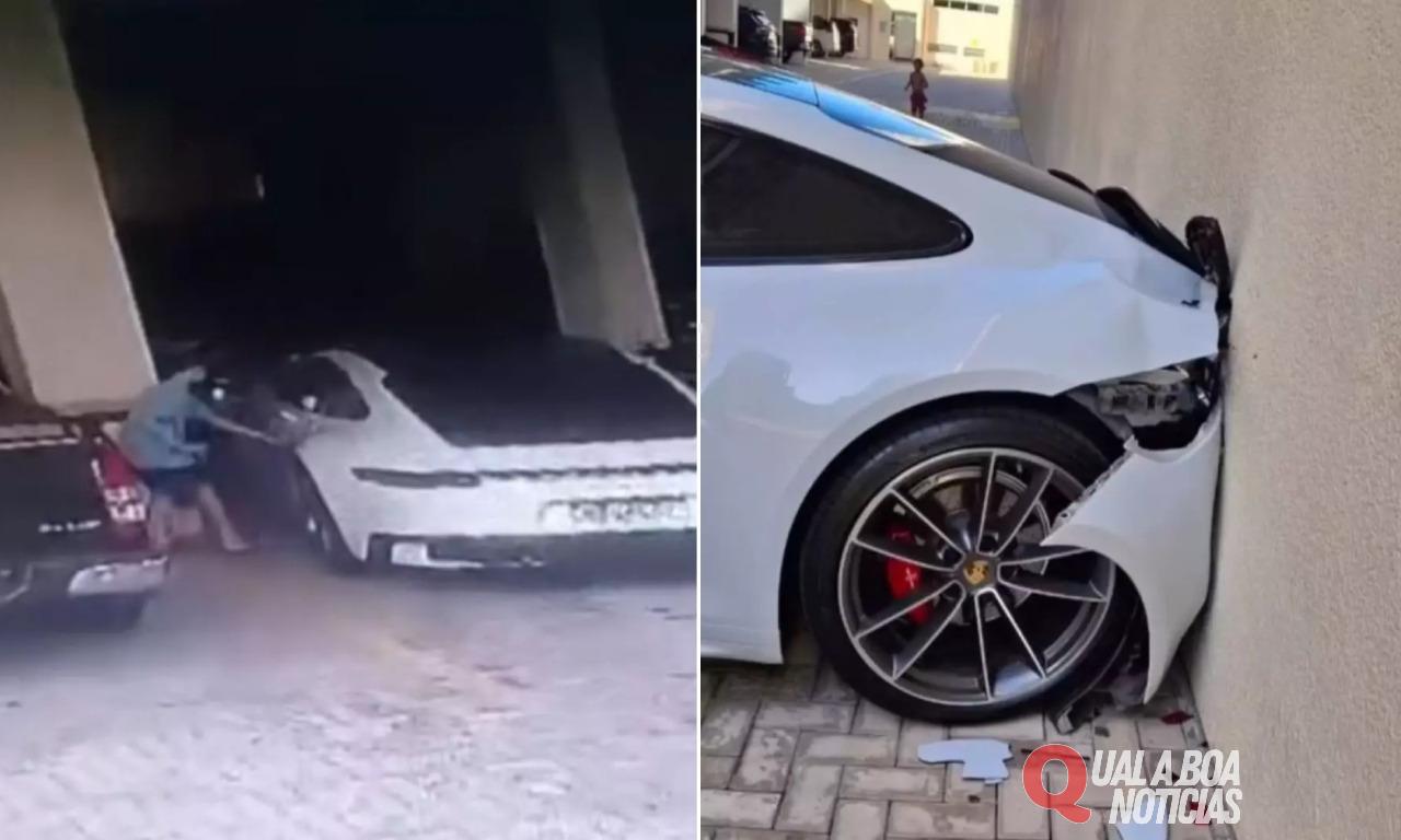 Prejuízo Milionário: Criança liga Porsche de R$ 1 milhão do vizinho e bate no muro