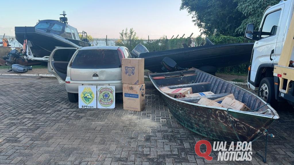 BPFRON e NEPOM realiza a apreensão de barco, carro e cigarros em operação no interior de Mercedes