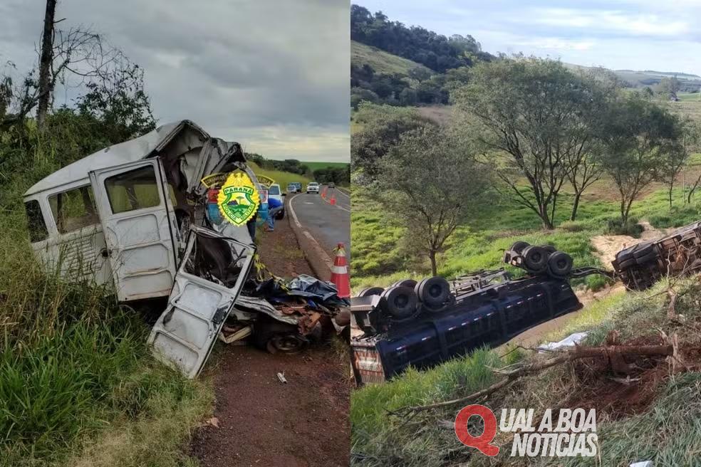 Tragédia na estrada: Kombi bate de frente com carreta e deixa dois mortos no Paraná
