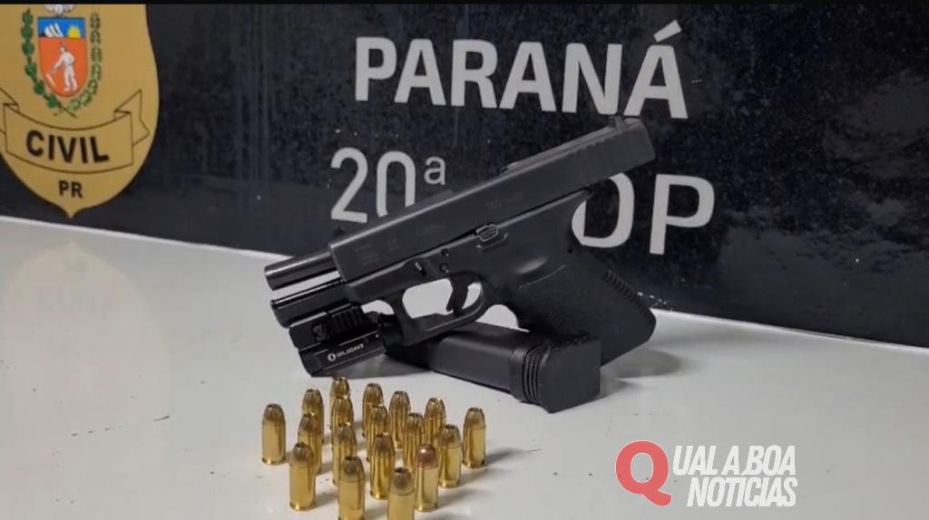 Homem é preso com pistola Glock em operação conjunta da Polícia Civil e Guarda Municipal em Toledo