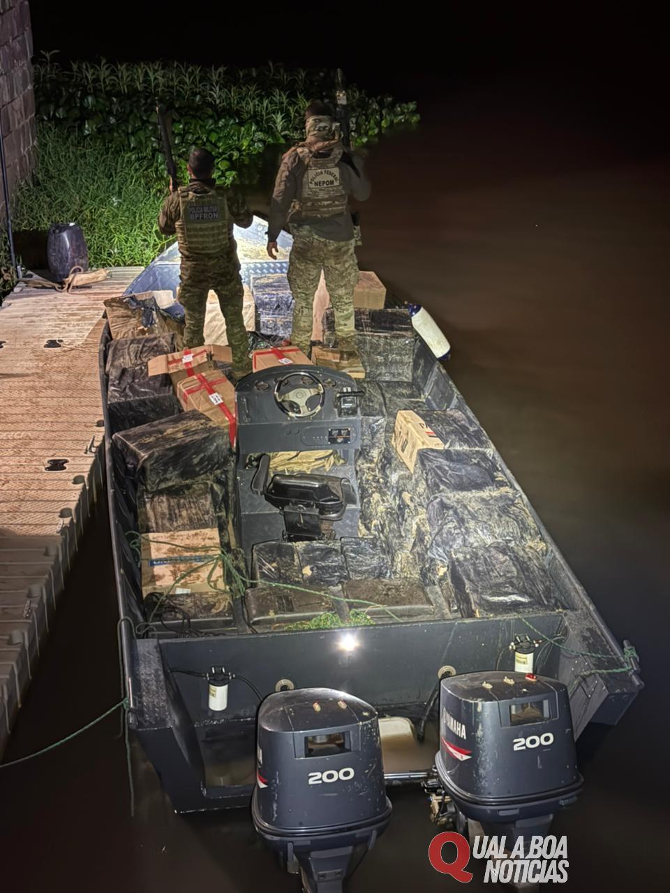 Ação conjunta da PF e BPFRON apreende carga de R$ 1 milhão no Rio Paraná