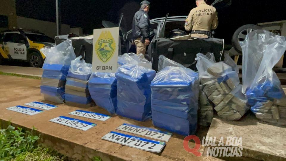 Polícia apreende 393 kg de maconha em carro com placas adulteradas em Cascavel