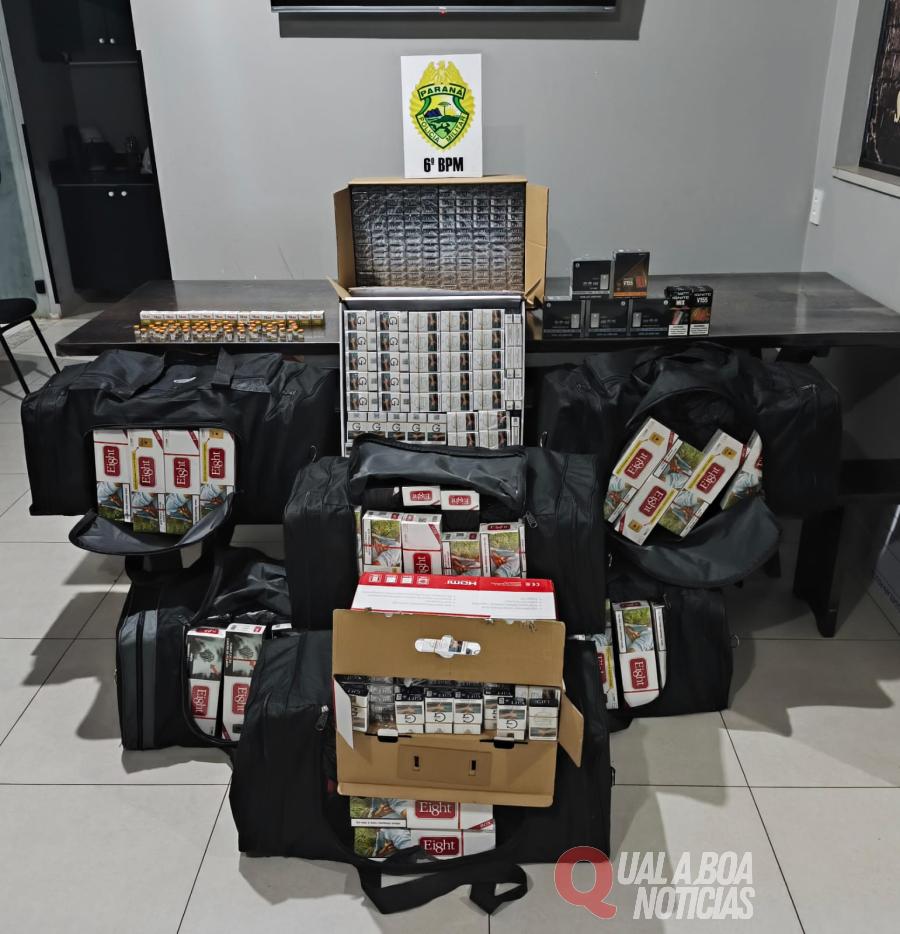 Ônibus é flagrado com carga de contrabando durante fiscalização do Choque em Cascavel