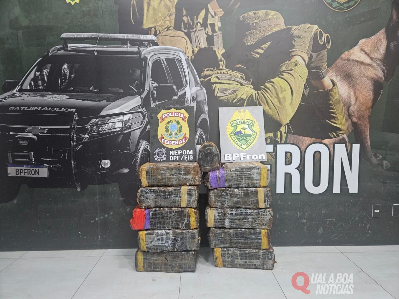 BPFRON E POLÍCIA FEDERAL APREENDEM MAIS DE 200 KG DE DROGA NA PR-323