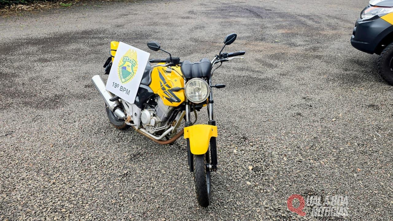 Motocicleta furtada em Cascavel é recuperada em área rural de Mercedes