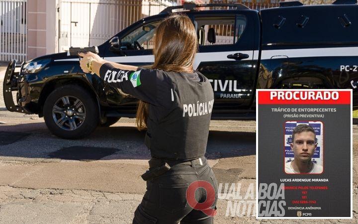 PCPR divulga imagem de investigado por tráfico de drogas e associação criminosa em Capitão Leônidas Marques