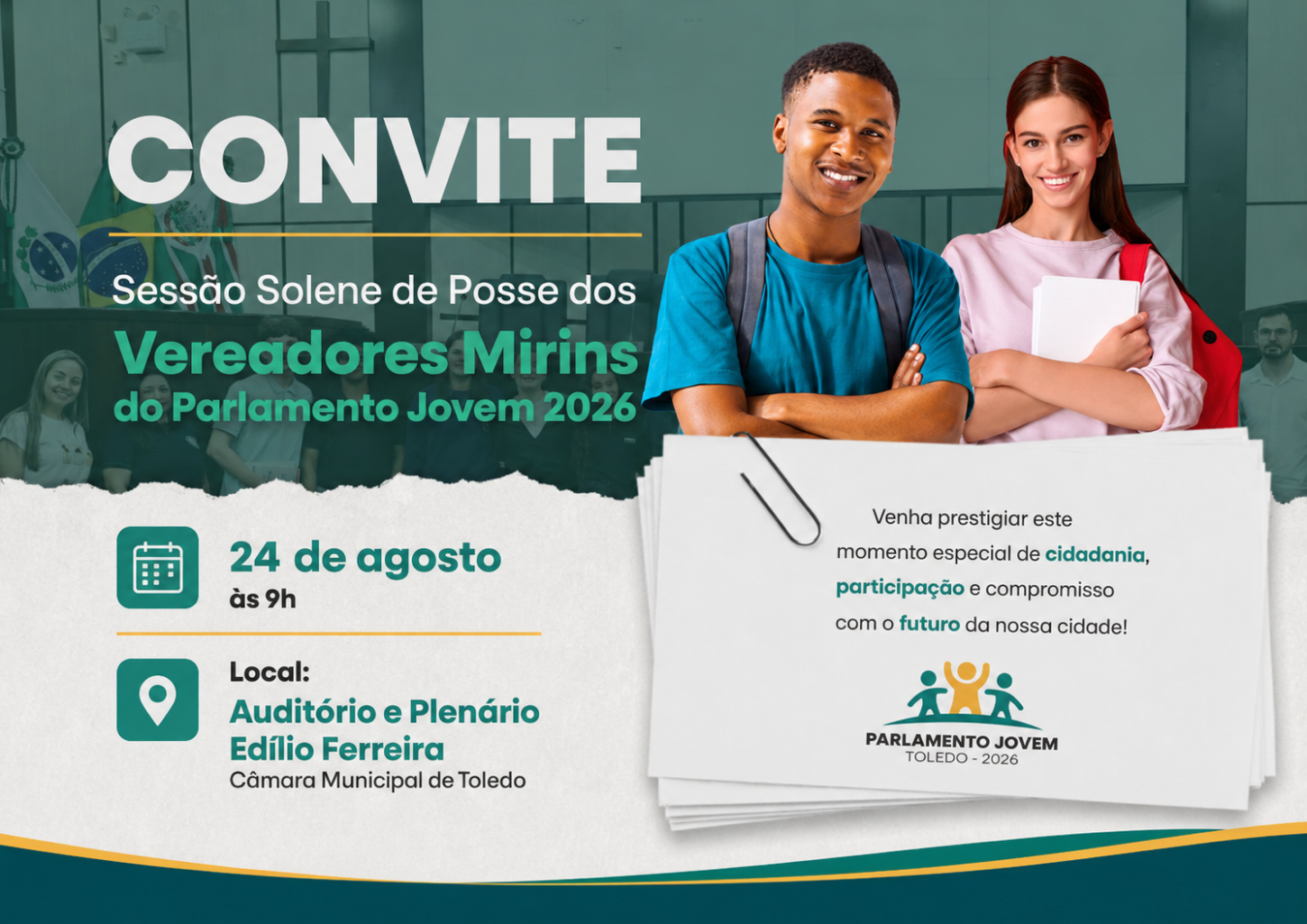 Fonte: Imagem de divulgação – Parlamento Jovem 2026