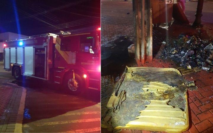Contêiner do município é destruído em incêndio na área central de Toledo