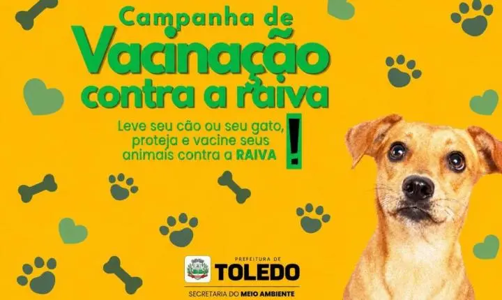 Vacinação contra a raiva: Toledo disponibiliza 500 doses gratuitas no Parque Diva Paim Barth neste dia 15